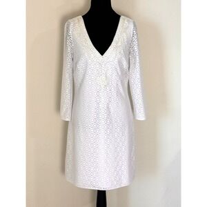 LILLY‎ PULITZER Size M Alden Tunic Embroidered White Dress Resort Wear Lace